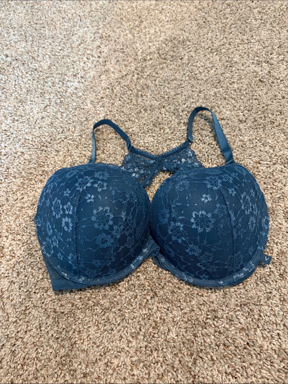 Victoria's Secret Lace Racerback Bra in Teal Blue